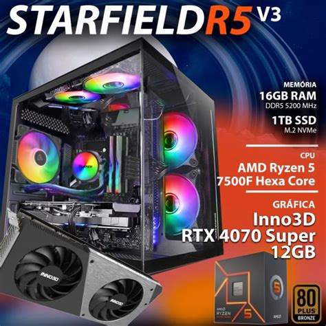 Computador Gaming Amd Ryzen 5 7500f Rtx 4070 Super 12gb 16gb 1tb Ssd