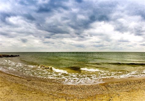 Sea Landscape At The Stormy Weather Azov Sea Ukraine Stock Photo