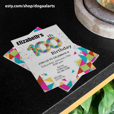 100th Birthday Invitation Template Printable Party Invite 100 Years Old ...