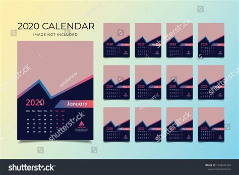 Year 2020 Colorful Minimalist Monthly Calendar Stock Vector (Royalty Free) 1544428184 | Shutterstock