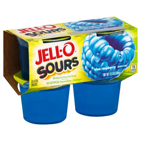 Jell O Sours Blue Raspberry Gelatin Snacks Shop Pudding And Gelatin At