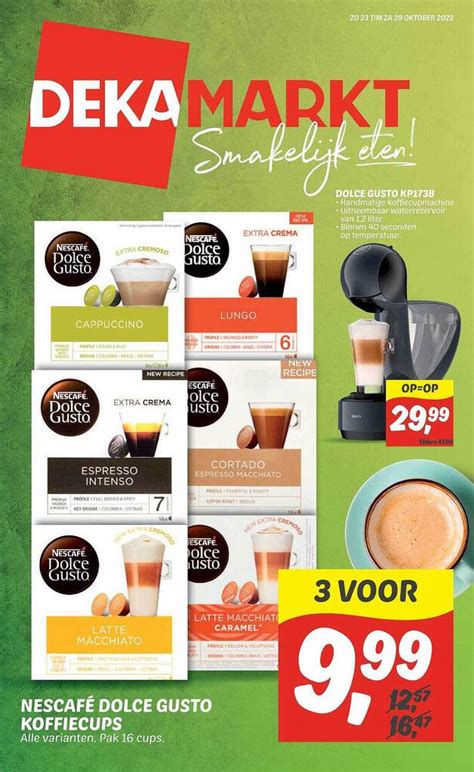 Nescafé dolce gusto koffiecups aanbieding bij Dekamarkt