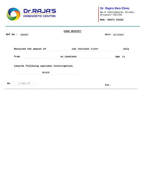 Lab Receipt Format Pdf