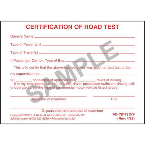 Certification Of Written Examination And Road Test Pocket Cards