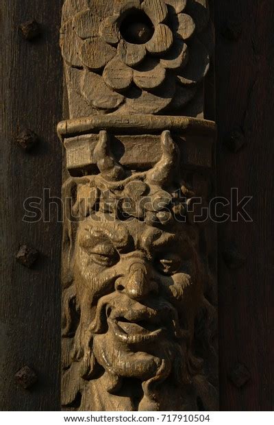 Devils Face Bas Relief Wood Sculpture Stock Photo Edit Now