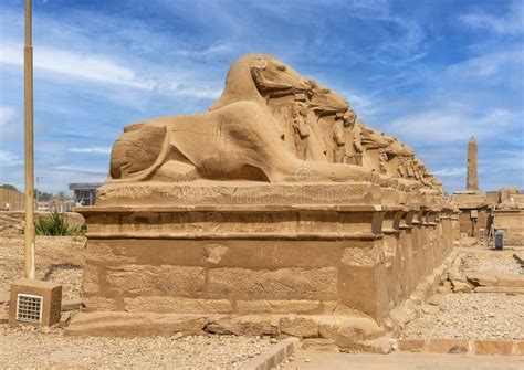 Avenue Of The Sphinxes And Sety II Obelisk From The First Pylon Of The