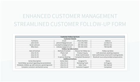 Free Customer Follow Up Record Form Templates For Google Sheets And