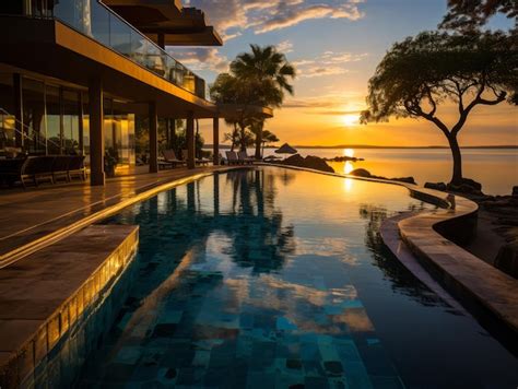 Premium Photo | Luxurious infinity pool at a tropical resort capturing ...