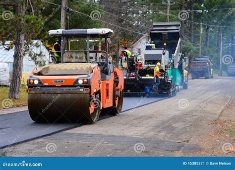 Road Paving And Rolling Editorial Photo Image Of Asphalt 45385271