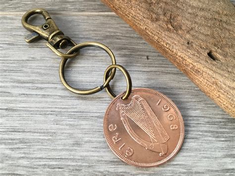 Irish Penny Keyring Keychain Or Clip Or Choose