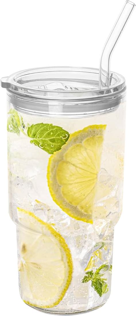 Dingerjar Glass Tumbler With Lid And Straw Borosilicate