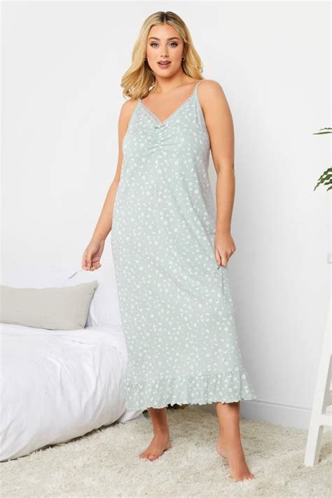 Yours Plus Size Sage Green Floral Midaxi Nightdress Yours Clothing