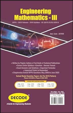 Engineering Mathematics Iii For Sppu Course Se Iii E Tc