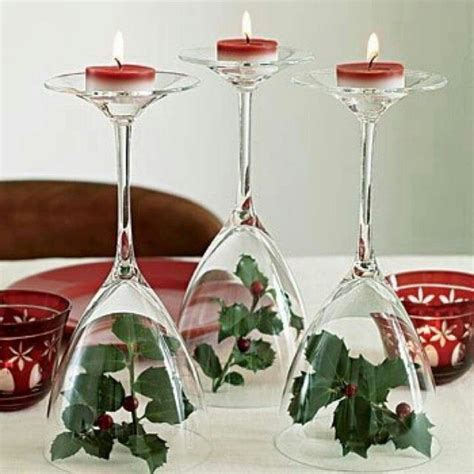 Upside Down Wine Glasses Holiday Centerpieces Christmas Dining Table