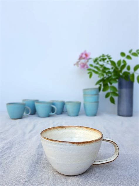 Cappuccino Mug White Cappuccino Cup Ceramic Mug Handmade Etsy