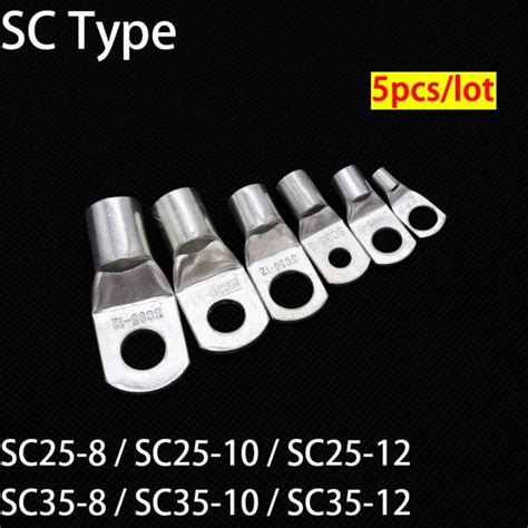 5pc Sc Type Wire Nose Terminal Sc25 Sc35 Bare Copper Block Lugs Hole Id