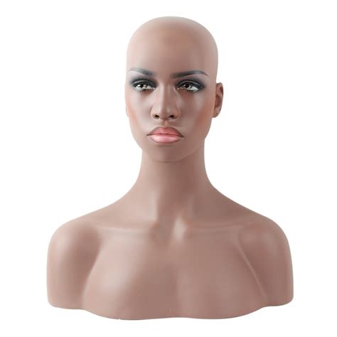 Realistic Female Black Afro American Fiberglass Mannequin Dummy Head