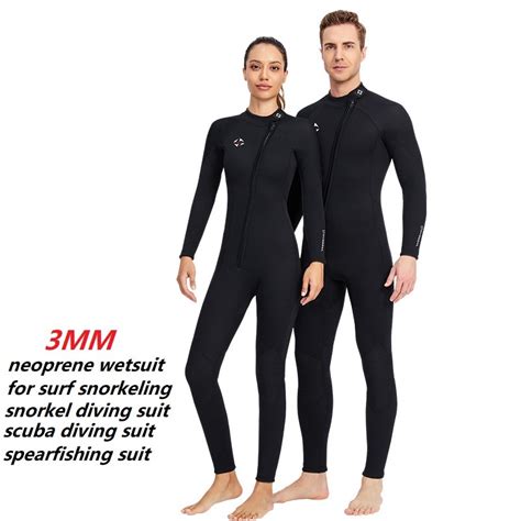 Jual Diveandsail 3mm Neoprene Wetsuit Scuba Diving Suit Front Zipper One Piece Surfing Snorkeling