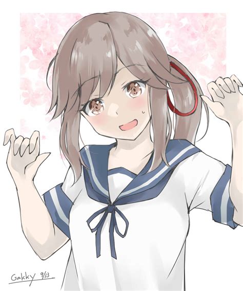 Safebooru 1girl Blue Sailor Collar Brown Eyes Gakky Grey Hair Hair