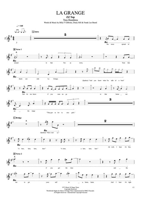 La Grange Tablatura De Zz Top Guitar Pro Full Score Compacta