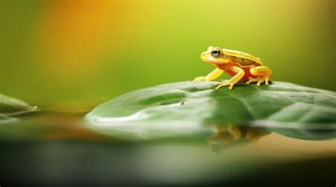 Premium AI Image Green Frog Resting On A Leaf Above Water