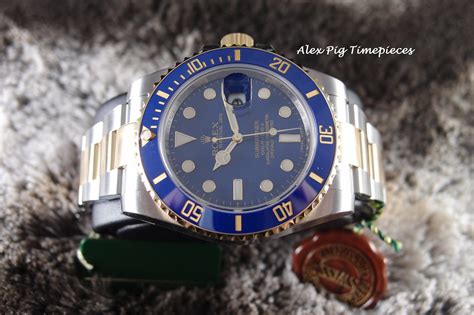 Rolex SUBMARINER 116613LB 2-Tone Blue Dial Ceramic Bezel Full Set | Alex Pig Timepieces