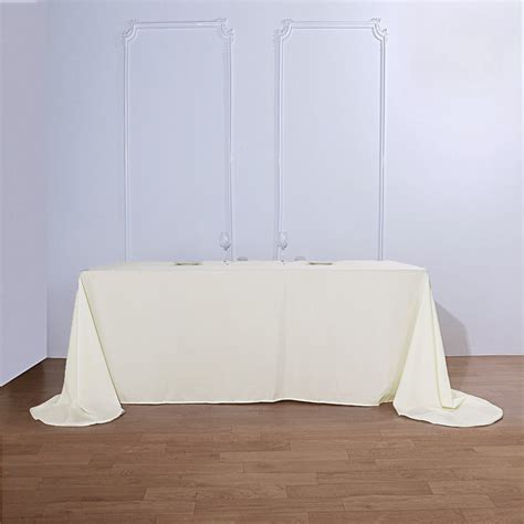 Ivory Polyester Rectangular Tablecloth 90x156 In