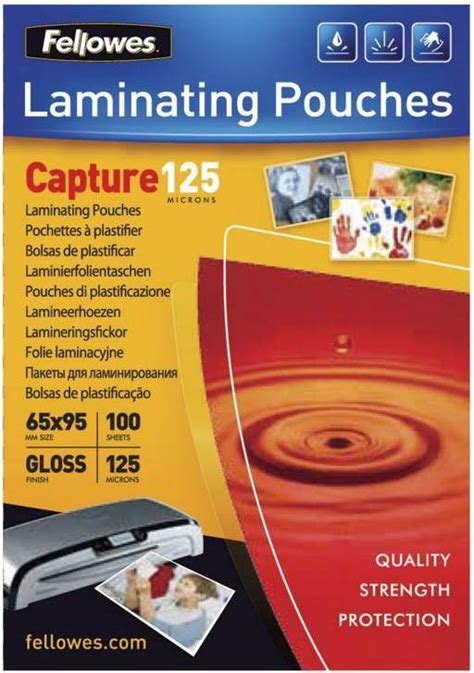 Fellowes Glossy 125 Micron Card Laminating Pouch Pris