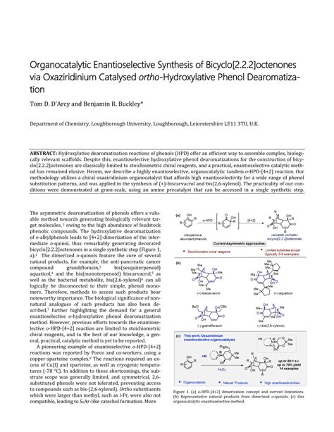 Pdf Organocatalytic Enantioselective Synthesis Of Bicy Clo