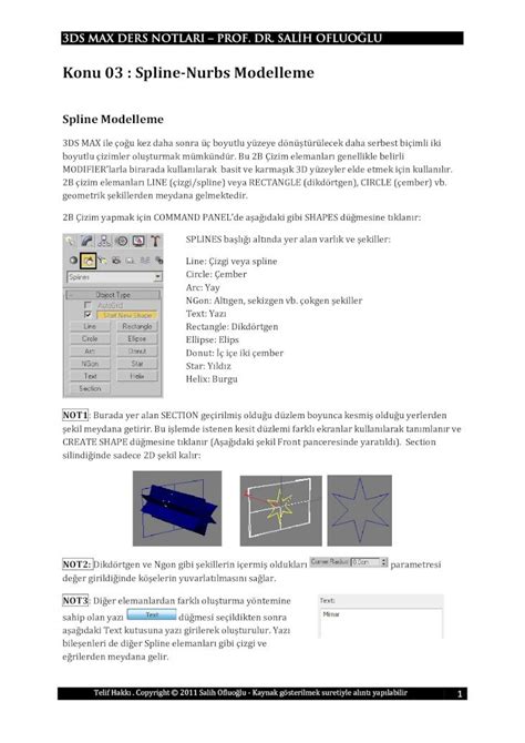 Pdf Konu Spline Nurbs Modelleme Pdf File Ds Max Ile O U Kez