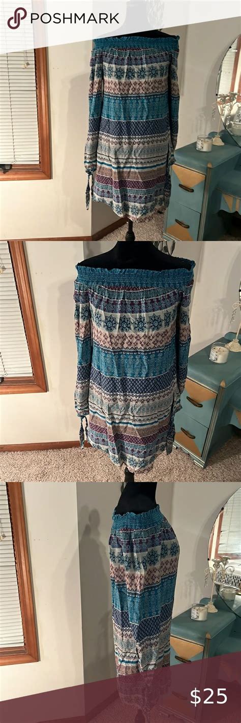 Beach Lunch Lounge Dress Off Shoulder Multicolor Boho Small Perfect