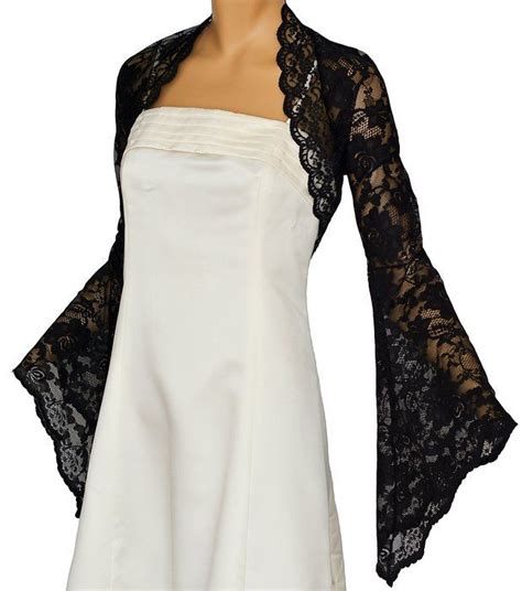 Black Lace Long Bell Sleeve Bolero Shrug Size 26 Shrug For Dresses