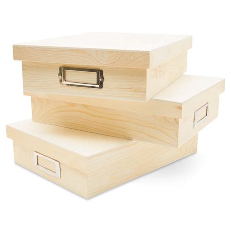 Shallow Wooden Box with Lid 12-3/8" x 8-13/16", Pack of 50 Unfinished ...