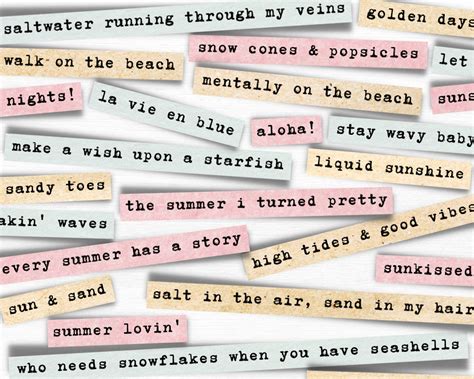 Summer Journal Words, Beach Journal Ephemera Words, Printable Words