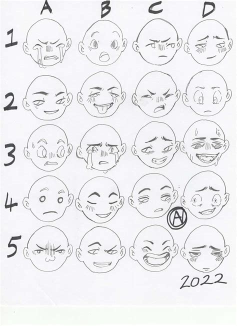 Anime Male Expressions Chart