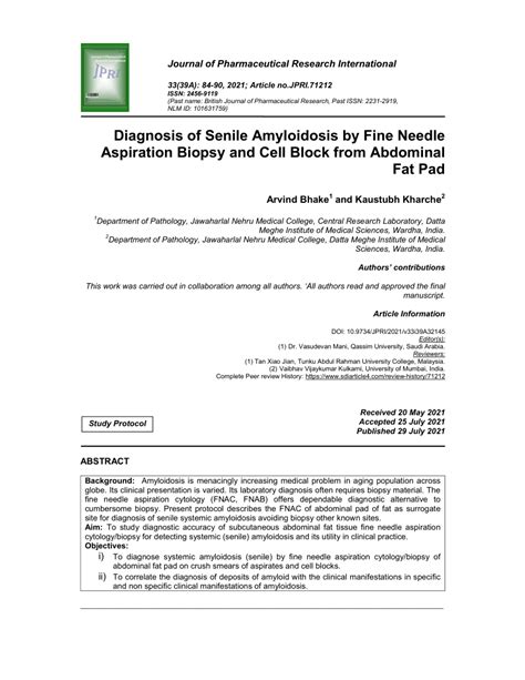 Pdf Diagnosis Of Senile Amyloidosis By Fine Needle Aspiration Biopsy