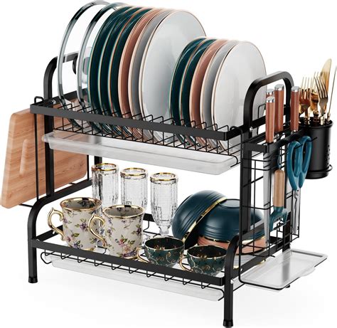 Ispecle Stainless Steel 2 Tier Dish Drying Rack With Utensil India Ubuy