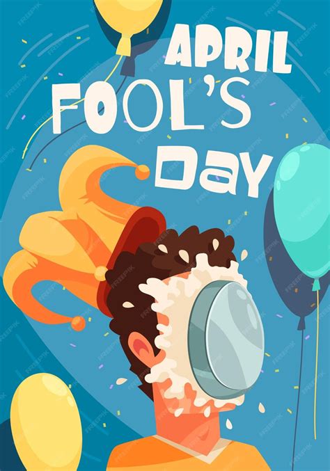 Free Vector All Fools Day Greeting Card With Editable Text And Cake