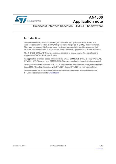 PDF Smartcard Interface Based On STM32Cube Firmware Smartcard