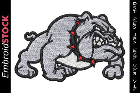 Bulldog Logo Mascot Embroidery Design