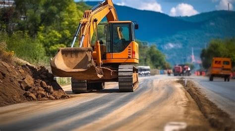 Premium AI Image There Is A Bulldozer That Is Driving Down The Road