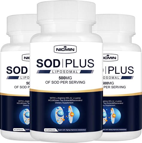 Superoxide Dismutase Supplement 500mg Sod Plus With Liposomal Glutathione Akg