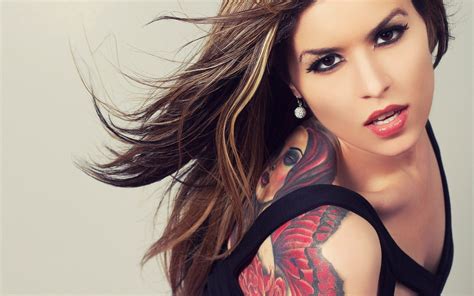 Wallpaper Face Women Long Hair Makeup Singer Tattoo Black Hair Fashion Skin Head