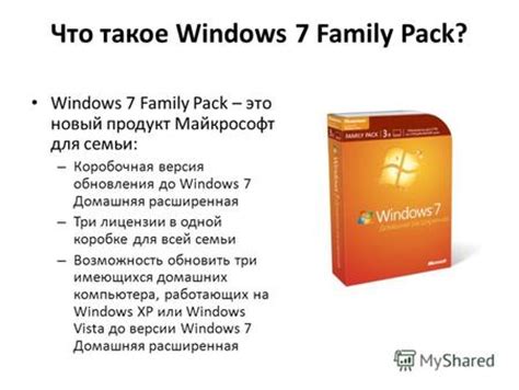 Презентация на тему: "Что такое Windows 7 Family Pack? Windows 7 Family ...