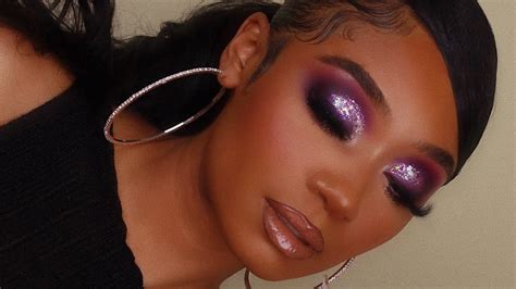 Purple Chunky Glitter Makeup Look Makeuptiffanyj Youtube