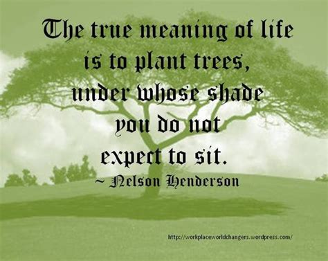 The True Meaning Of Life Is To Plant Trees Under Whose Shade You Do