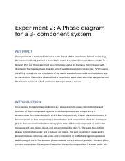 NCHE 312 Experiminet 2 Docx Experiment 2 A Phase Diagram For A 3