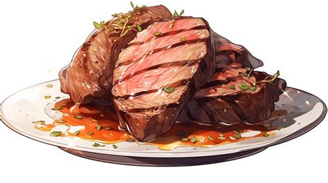 Premium Photo Hand Drawn Cartoon Steak Illustration