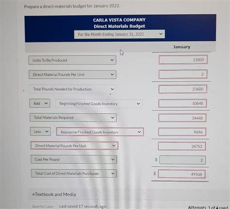 Solved Carla Vista Company S Sales Budget Projects Unit Chegg