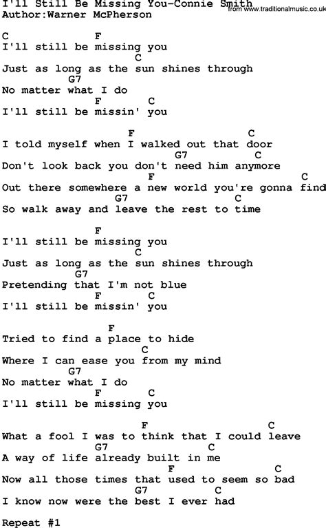 Country Musicill Still Be Missing You Connie Smith Lyrics And Chords